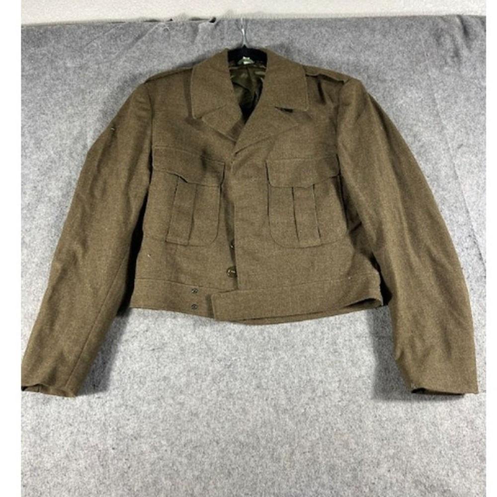 VTG Army Jacket Mens 38 Olive Drab M-1950 Military IKE Field Coat 50s DEADSTOCK